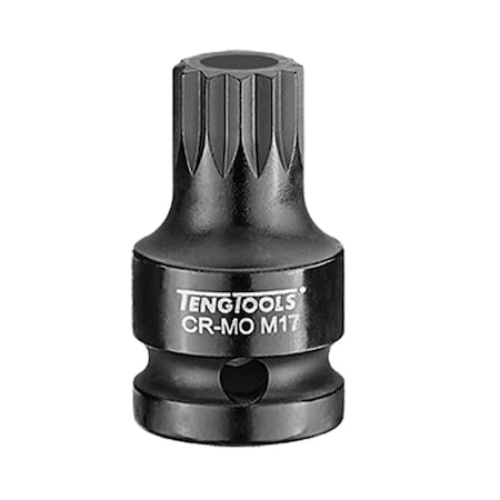 Teng Tools M17 XZN Triple Square 1/2 Inch Drive 1.7 Inch Long DIN Chrome Molybdenum Spline Impact Bit Socket 921817